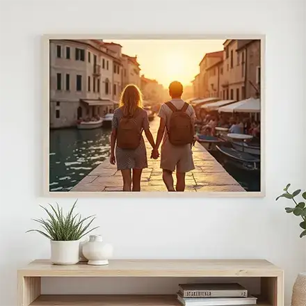 Stampa la tua foto su tela con cornice in legno ecosostenibile Foto su Tela con Cornice